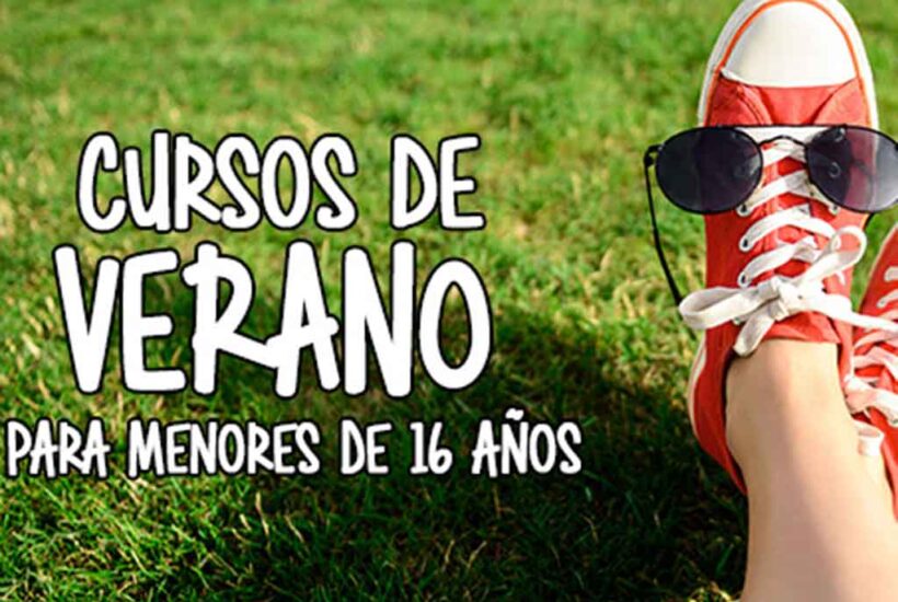 Unos pies con zapatillas Converse y unas gafas de sol en el cartel de Cursos de Verano del Centro de Idiomas de la Universidad de León
